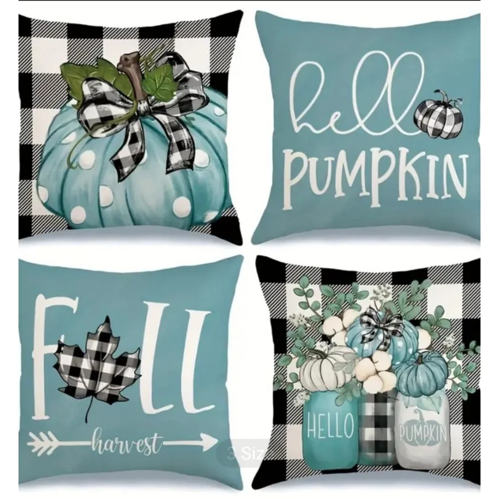 Fall Pillow Covers, Home Decor, 16x16 inches, Blue